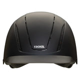 Casco de equitación Troxel Spirit MIPS negro, vista trasera con banda inferior negra