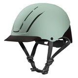 Casco de equitación Troxel Spirit menta Duratec, vista lateral con barboquejo