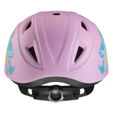 Casco de equitación Troxel Youngster lila con dinosaurios, vista superior con las ventilas