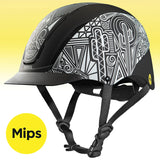 Casco Troxel Spirit MIPS estampado paisley, vista lateral con sello Mips