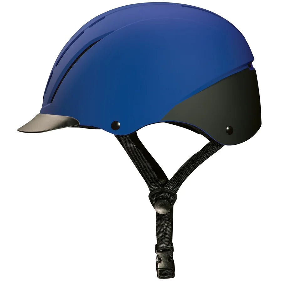 Casco de equitación Troxel Spirit azul marino Duratec, vista lateral de perfil