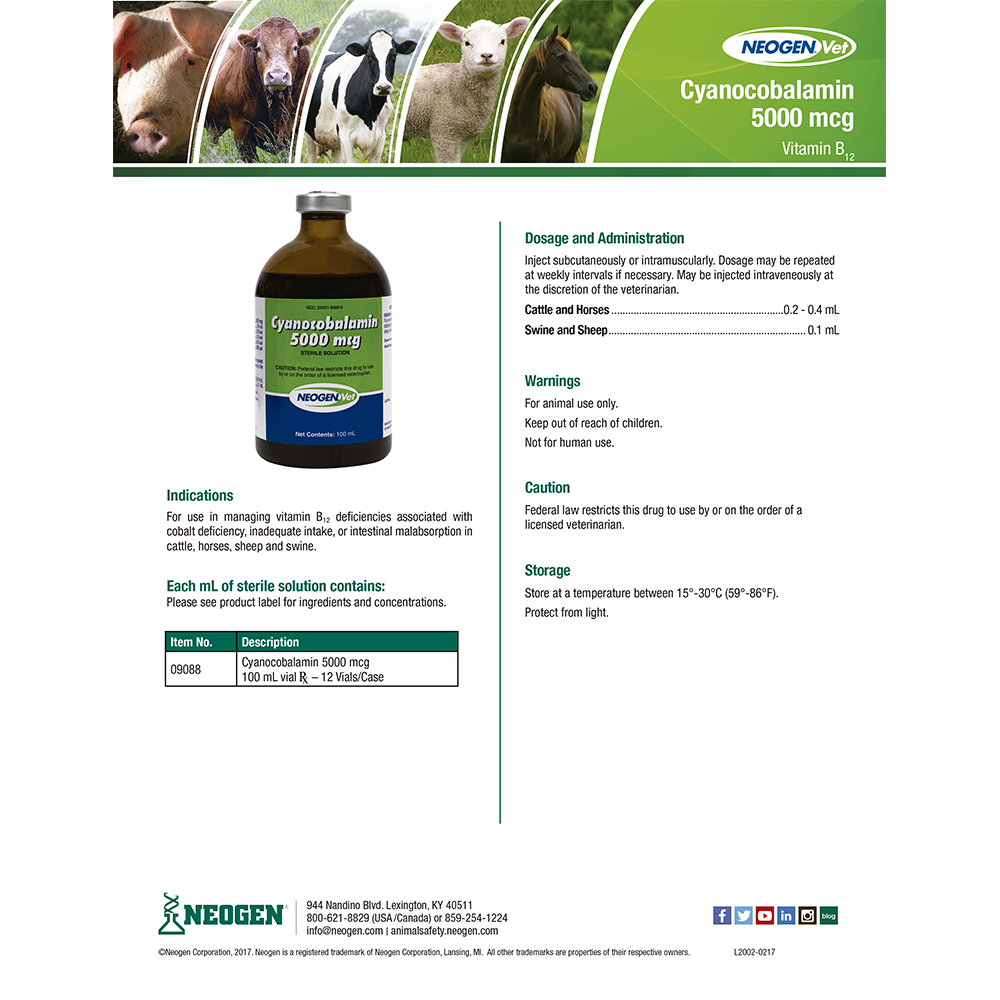 VITAMIN B-12 (CYANOCOBALAMIN) 5000 mcg 100 ML NEOGEN