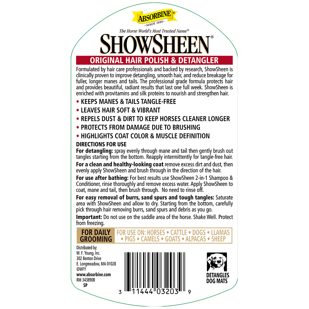 SHOWSHEEN POLISH PARA CRINES & DESENRREDANTE ABSORBINE (32 OZ)