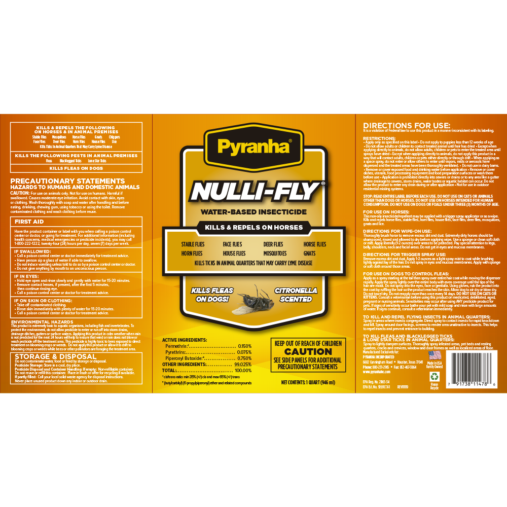 PYRANHA NULLI-FLY INSECTICIDA EN SPRAY  DE APLICACION TOPICA GALON