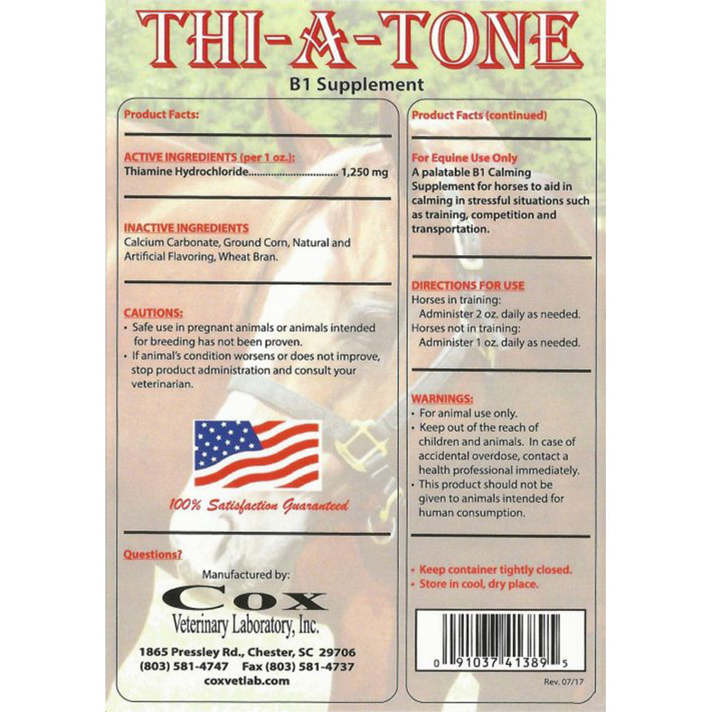 THI-A-TONE VITAMIN B-1 20 LBS (320 DIAS DE SUPLEMENTO PARA 1 CABALLO)