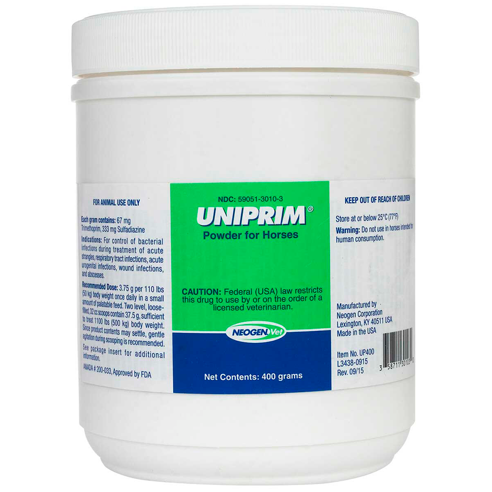 UNIPRIM SULFAS (333 mg/gr) Y TRIMETROPIN (67 mg/gr) EN POLVO (RX) 400 GRAMOS