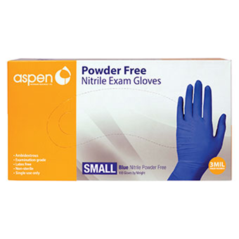 GUANTES DE EXPLORACION DE NITRILO AZUL 3 MIL SMALL CAJA C/100